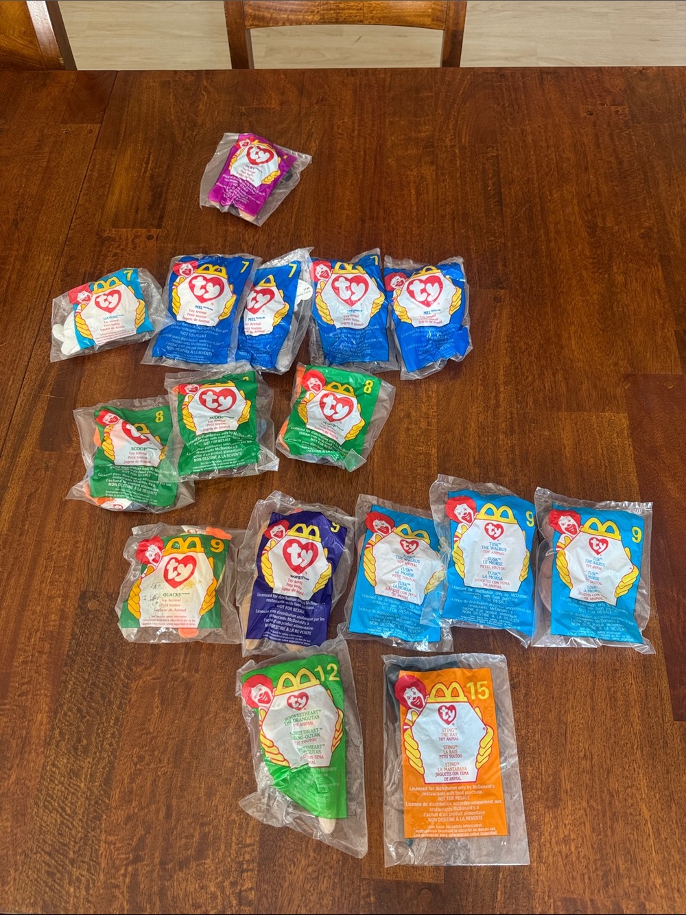 New lot of 16 mixed years 1996-2000 McDonald’s collab with Ty Teenie Beanies
